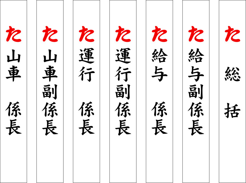 た 山車係長 たすき 原稿