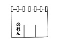 のれん90*60cm、白地に1色